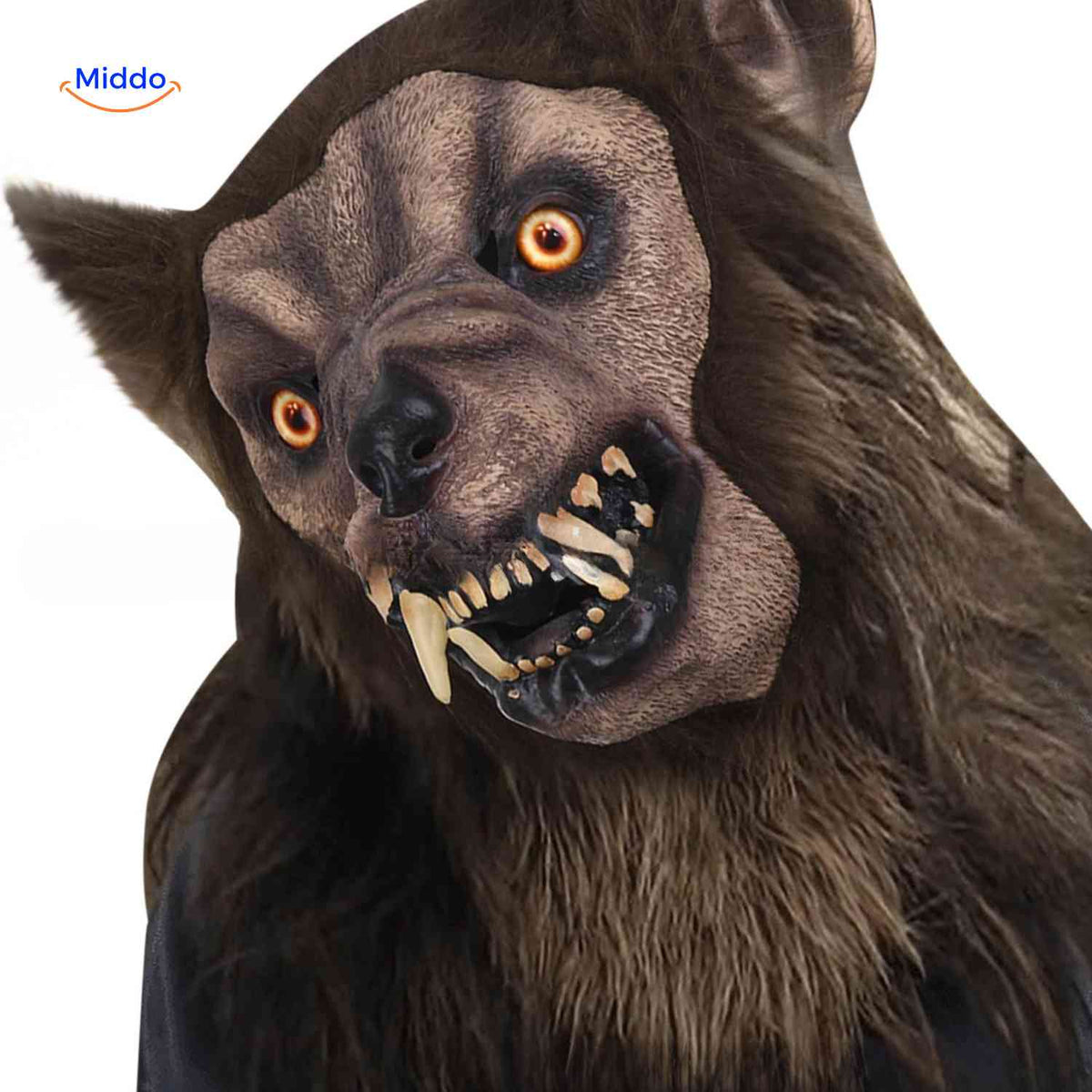 Werewolf Head Mask with Glow Effect – Realistic Latex Halloween Costume Mask