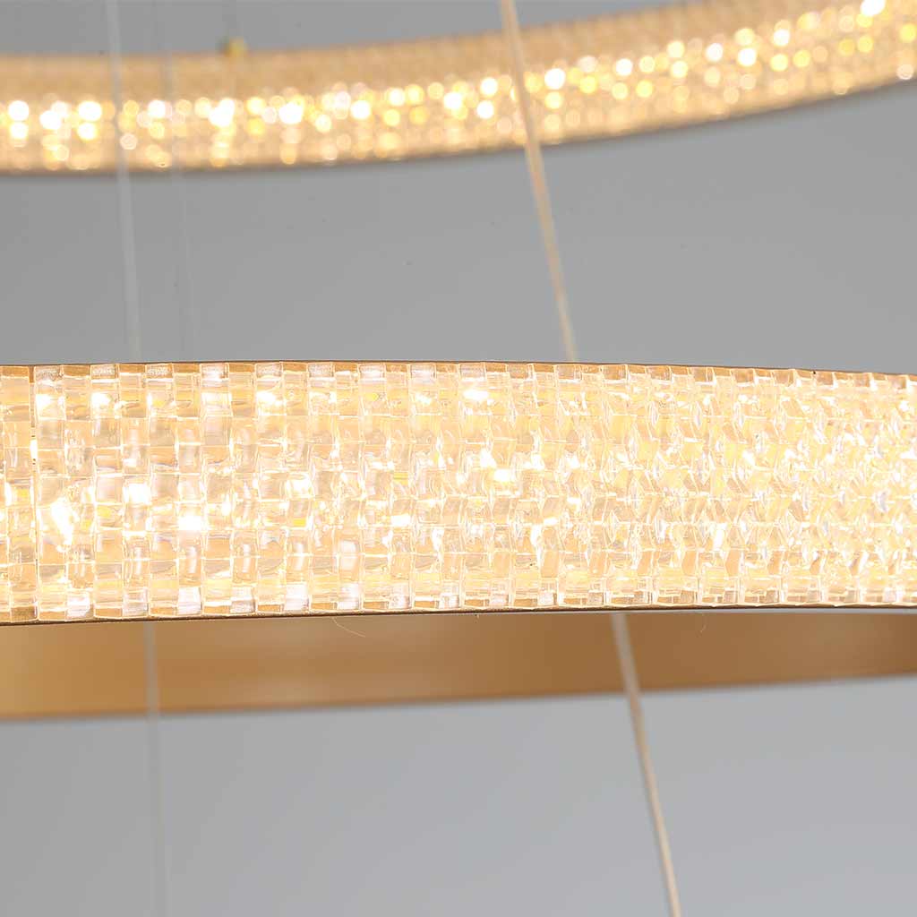 Multi-Ring LED Ceiling Fixture Gold 39 in Adjustable Height Dimmable Remote Control for Living Room Dining Room Entryway High Ceilings Conte | Thomler