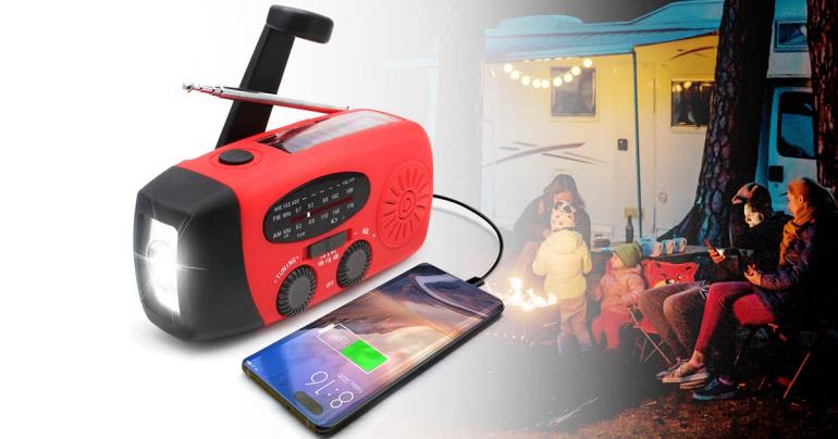 Radio de emergencia todo en uno con energía solar y batería externa