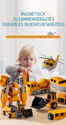 Magnetic Construction Vehicle Building Set for Kids – Transformable Toy Trucks with Snap-Together Magnets for Creative Play & STEM Learning | Thomler
