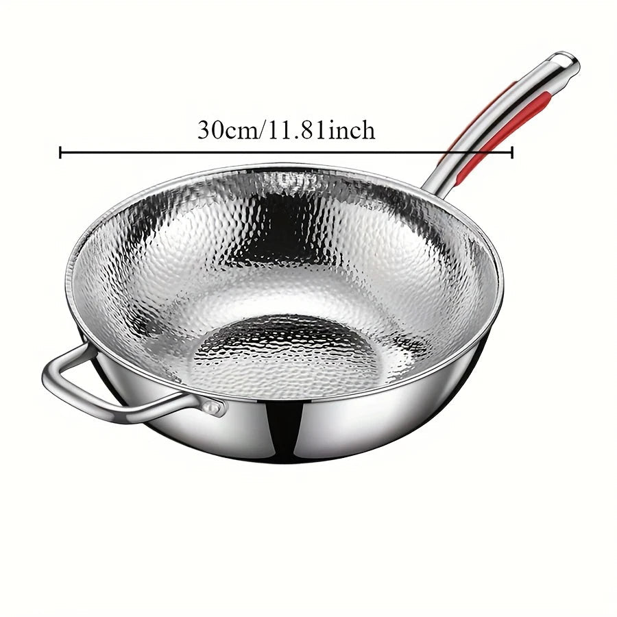 Premium Titan-Pfanne zum Pfannenrühren, 12-Zoll-Wok mit rundem Boden und Antihaftbeschichtung für Induktions- und Gasherde, zum Anbraten, Dämpfen von Gemüse und Fleisch, asiatische Küche | Thomler