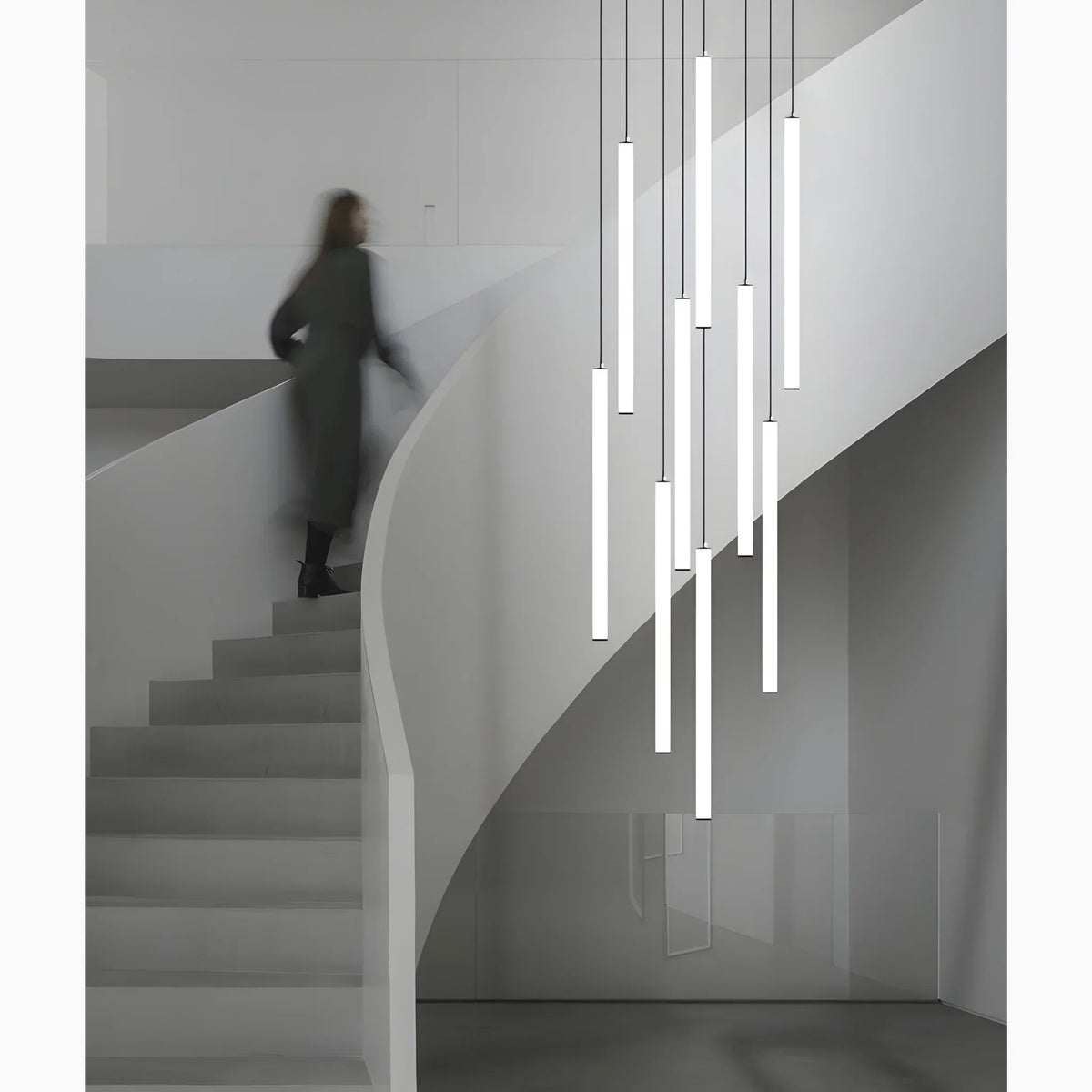 Adjustable Height LED Chandelier for Staircase & Foyer – Iron & Acrylic Multi-Light Fixture, 47–118 in Drop, 5–18 Bulb Configurations for En | Thomler