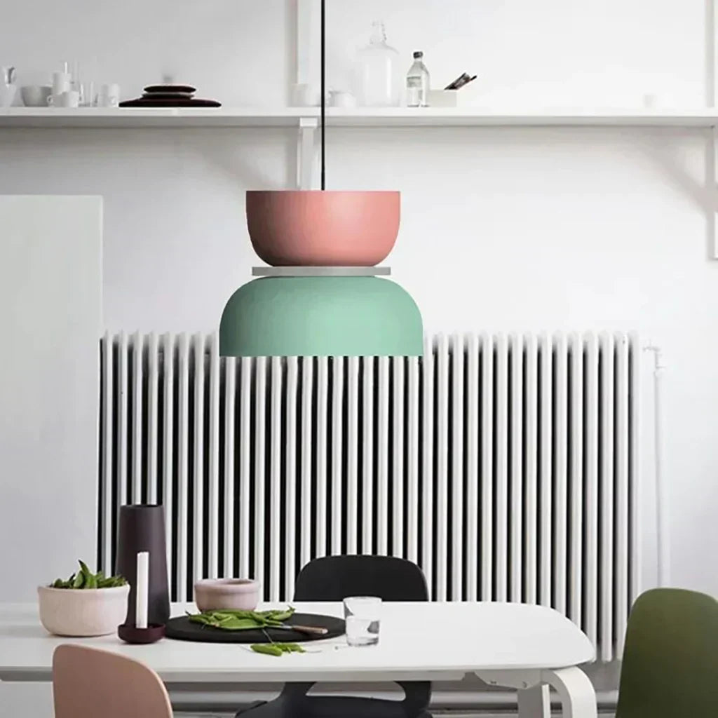 Gelaagde acryl hanglamp 11,4-inch pastel macaronkleuren moderne hangende plafondlamp E27 voor eetkamer woonkamer kinderkamer | Thomler