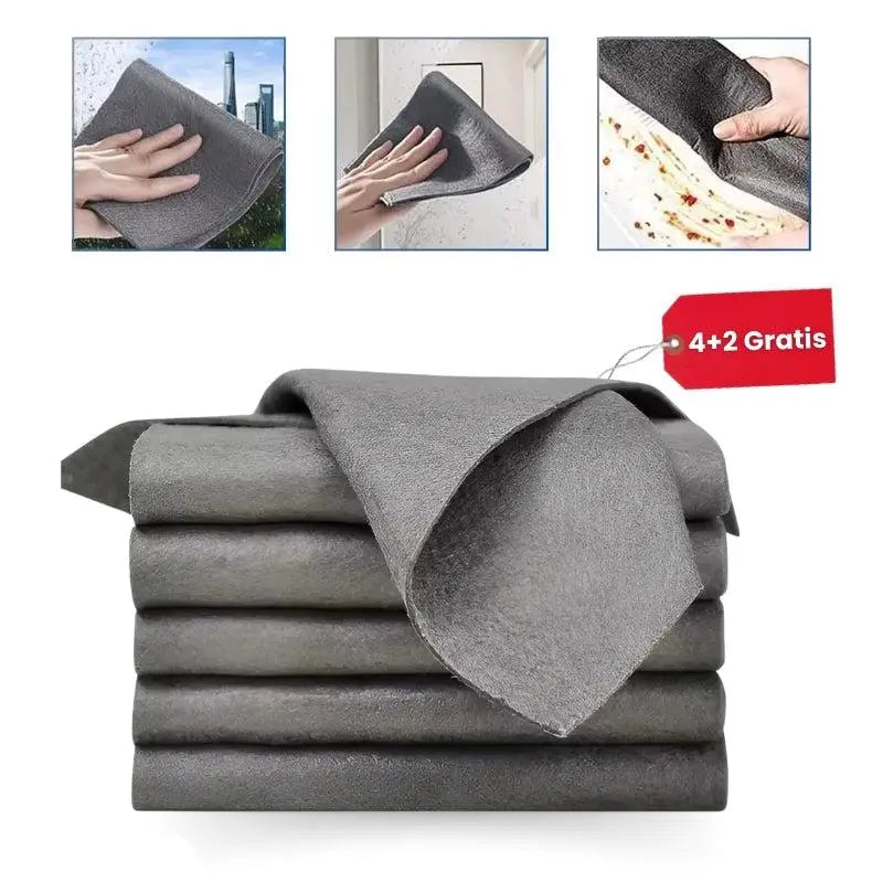 Reusable Microfiber Cleaning Cloths 6-Pack for Glass, Windows, Mirrors & Stainless Steel Streak-Free Lint-Free | Thomler
