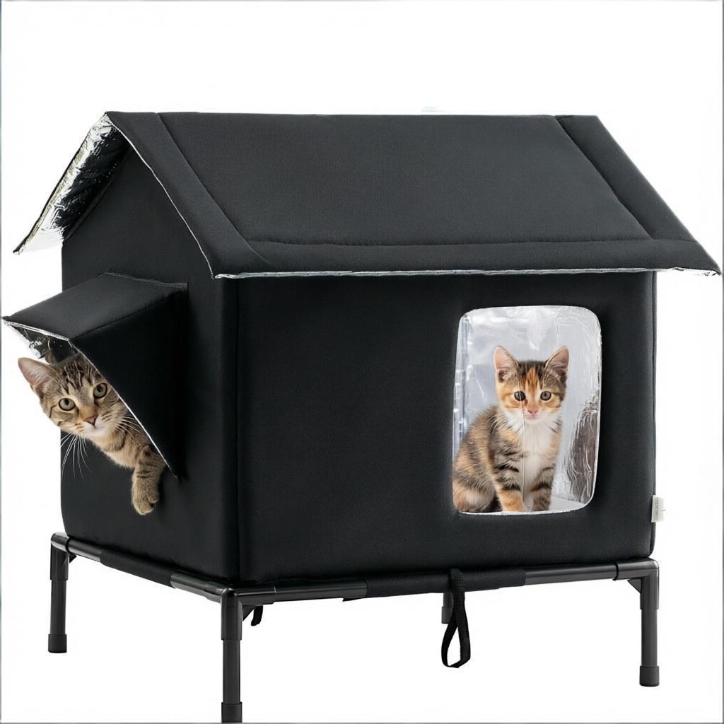 Cama elevada para mascotas con tela repelente a la humedad y estructura de acero inoxidable para gatos y perros pequeños