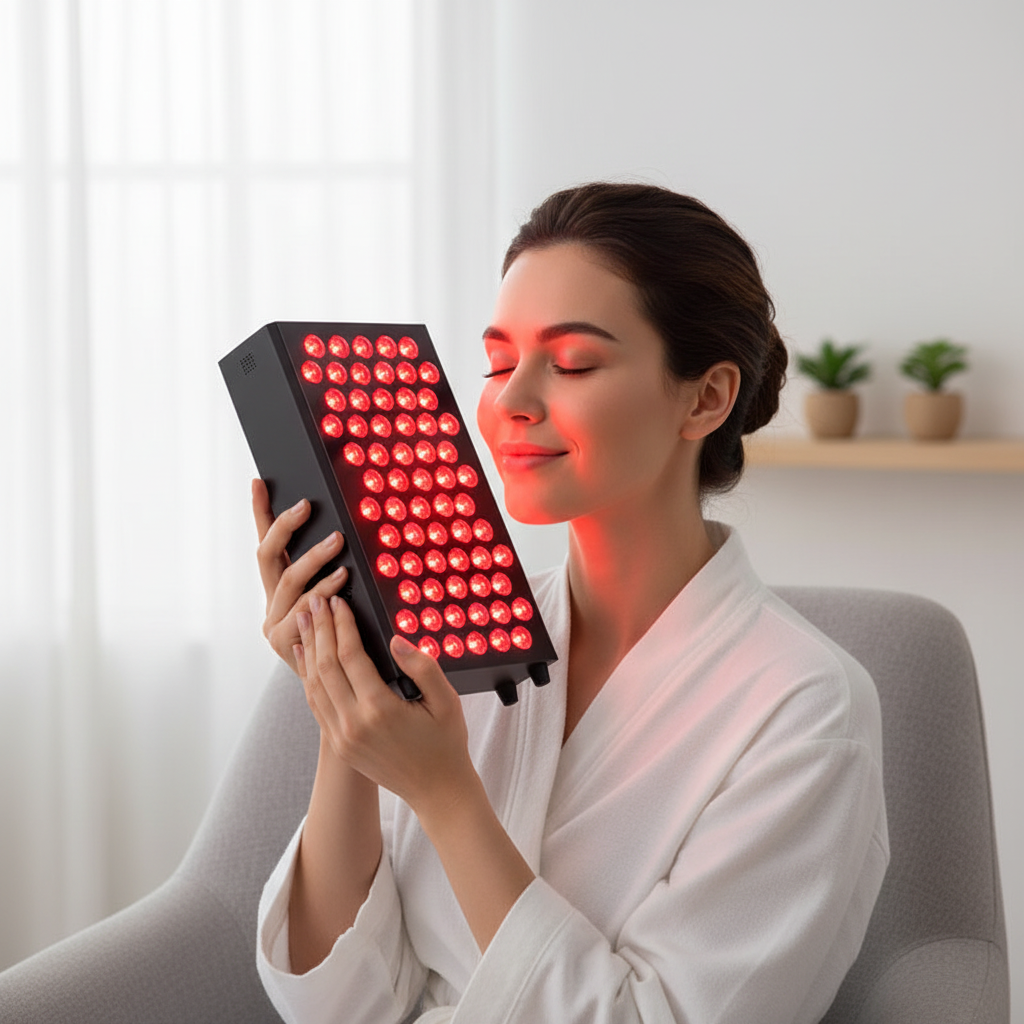 Roodlichttherapiepaneel met duale golflengte-leds, instelbare dimfunctie en ingebouwde timer