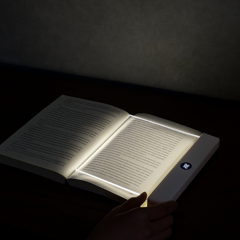 Ultra-Thin Book Reading Light with Adjustable Brightness & Timer – Rechargeable LED Bookmark Lamp for Nighttime Reading in Bed, Travel