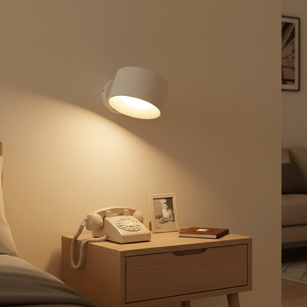 Aplique LED inalámbrico con control remoto: lámpara de pared de aluminio recargable para dormitorio, sala de estar y pasillo | Thomler
