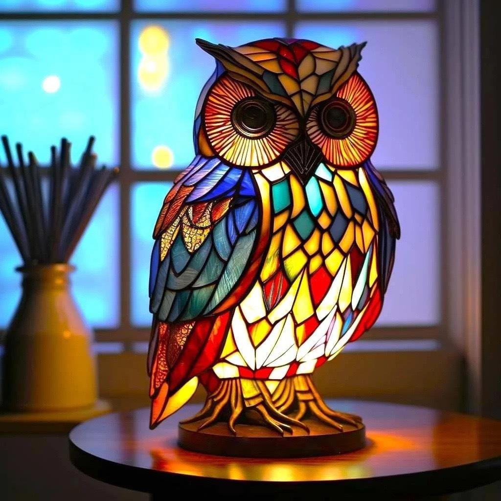 LED-Eulenstatue mit Kristallakzent-Licht – batterie- oder USB-betriebene Tierfigur für Innen- und Außendekoration