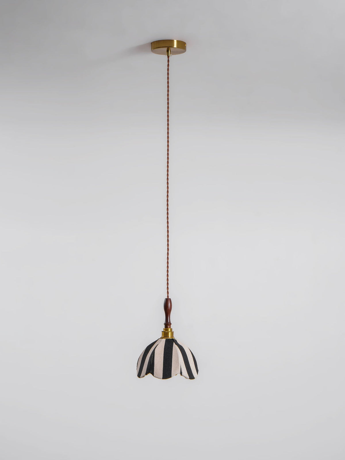 Hanging Ceiling Light with Tulip-Style Striped Shade 7.9 in Diameter Adjustable Wood Accent for Kitchen Dining Room Reading Nook Breakfast A | Thomler