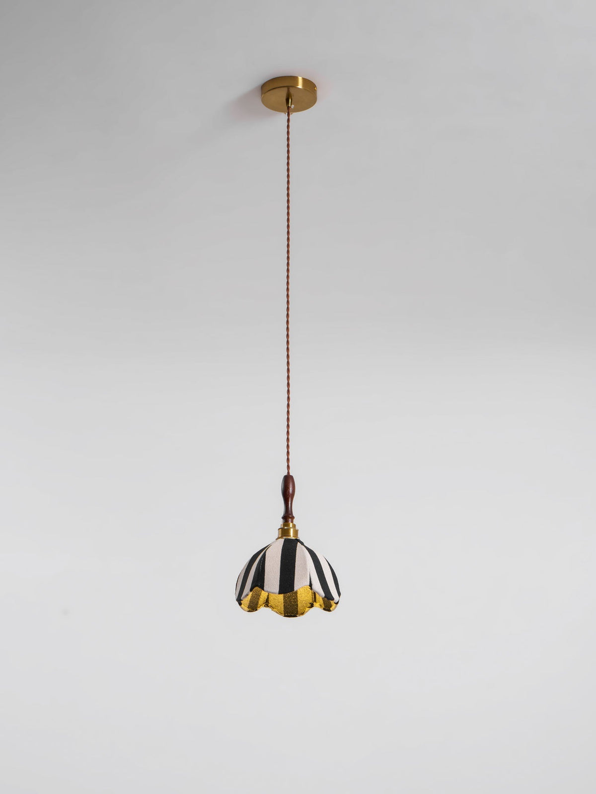 Hanging Ceiling Light with Tulip-Style Striped Shade 7.9 in Diameter Adjustable Wood Accent for Kitchen Dining Room Reading Nook Breakfast A | Thomler