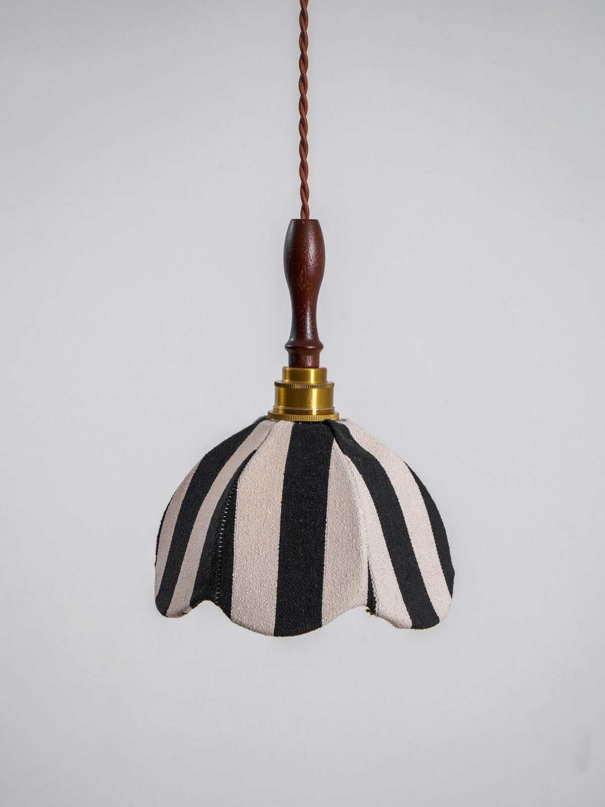 Hanging Ceiling Light with Tulip-Style Striped Shade 7.9 in Diameter Adjustable Wood Accent for Kitchen Dining Room Reading Nook Breakfast A | Thomler