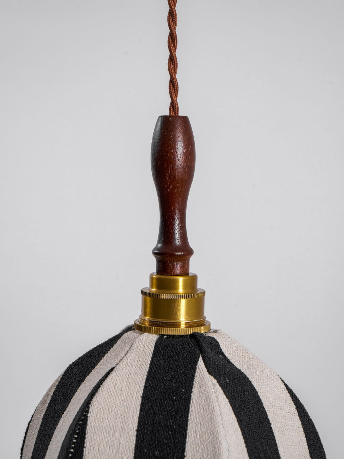 Hanging Ceiling Light with Tulip-Style Striped Shade 7.9 in Diameter Adjustable Wood Accent for Kitchen Dining Room Reading Nook Breakfast A | Thomler