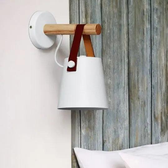 Houten wandlamp minimalistische slaapkamerverlichting zwart wit bedraad of met stekker sfeerverlichting modern Scandinavische stijl woondecoratie | Thomler