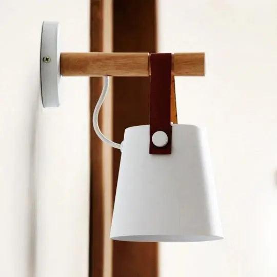 Houten wandlamp minimalistische slaapkamerverlichting zwart wit bedraad of met stekker sfeerverlichting modern Scandinavische stijl woondecoratie | Thomler