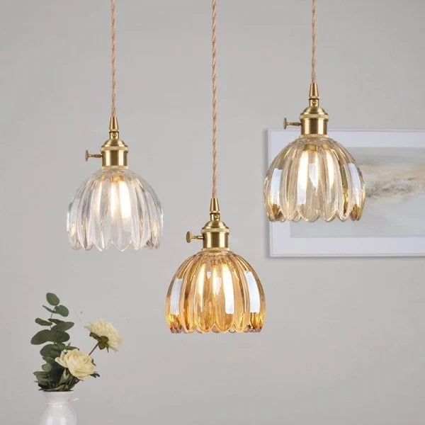 Hanging Glass Ceiling Fixture Floral Petal Shade 10 Inch E27 Socket Modern Kitchen Dining Room Overhead Lighting for Islands Counters Nooks | Thomler