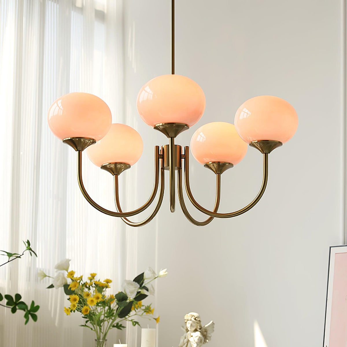 Lámpara de techo colgante de múltiples cabezales con pantallas de vidrio de colores, 18-26 pulgadas, acabado metálico para comedor, dormitorio, isla de cocina, iluminación superior E2