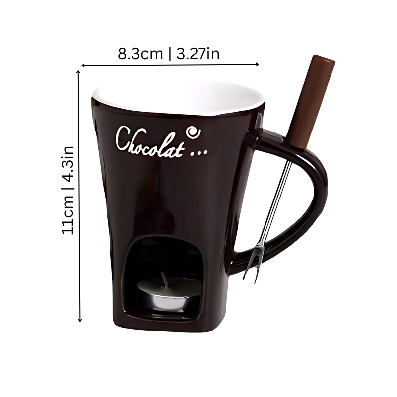 Keramik-Fondue-Set mit Teelicht für Schokolade und Käse, Tisch-Rechaud für Desserts und Vorspeisen bei Partys und Feiern