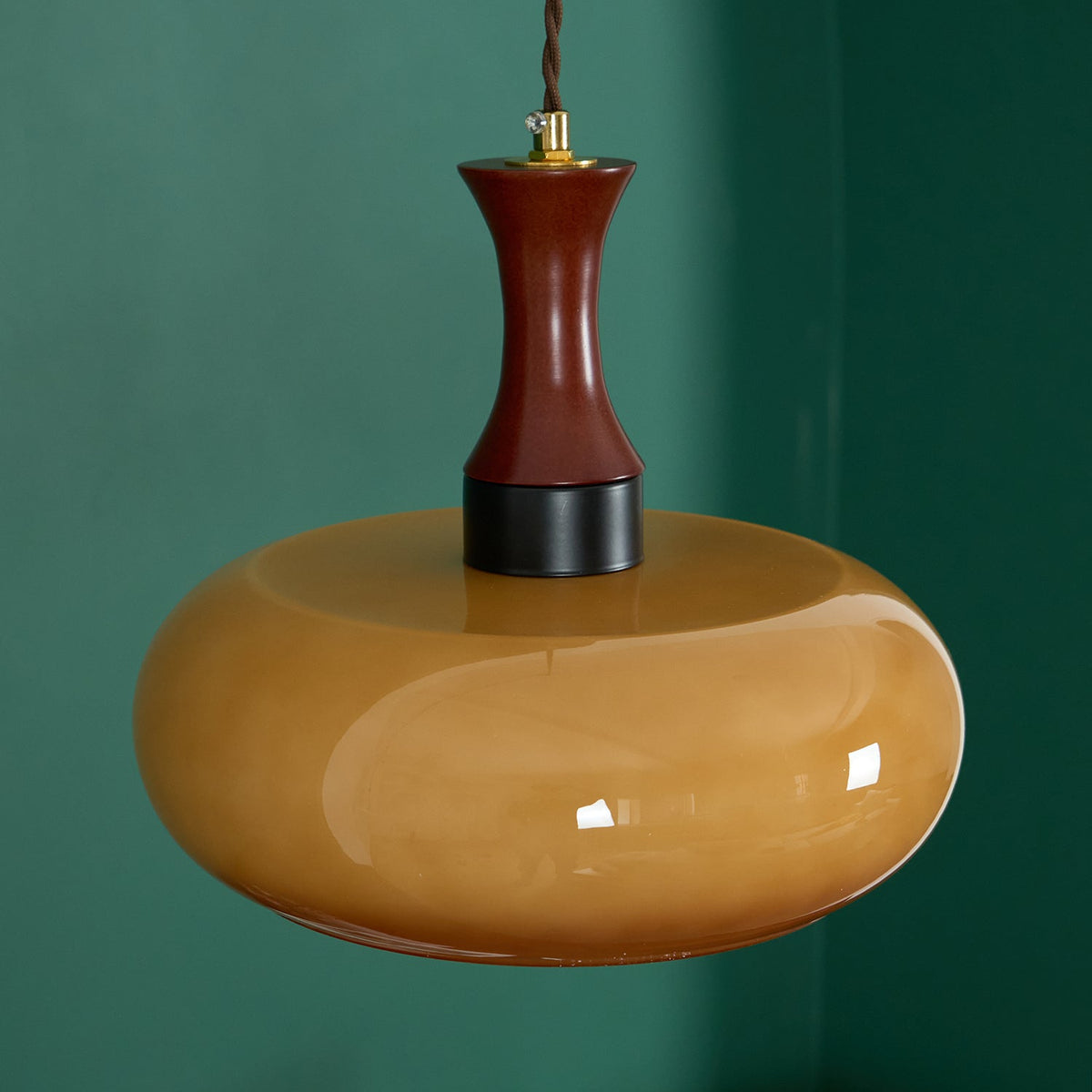 Glass Pendant Light for Kitchen Island & Dining Room — Adjustable Hanging Fixture with Warm Amber Shade, 11 Inch Wide, Dimmable Modern Farmh | Thomler