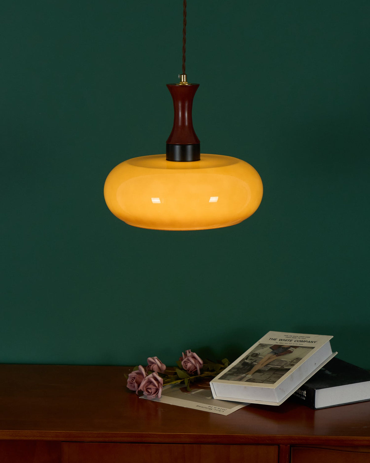 Glass Pendant Light for Kitchen Island & Dining Room — Adjustable Hanging Fixture with Warm Amber Shade, 11 Inch Wide, Dimmable Modern Farmh | Thomler