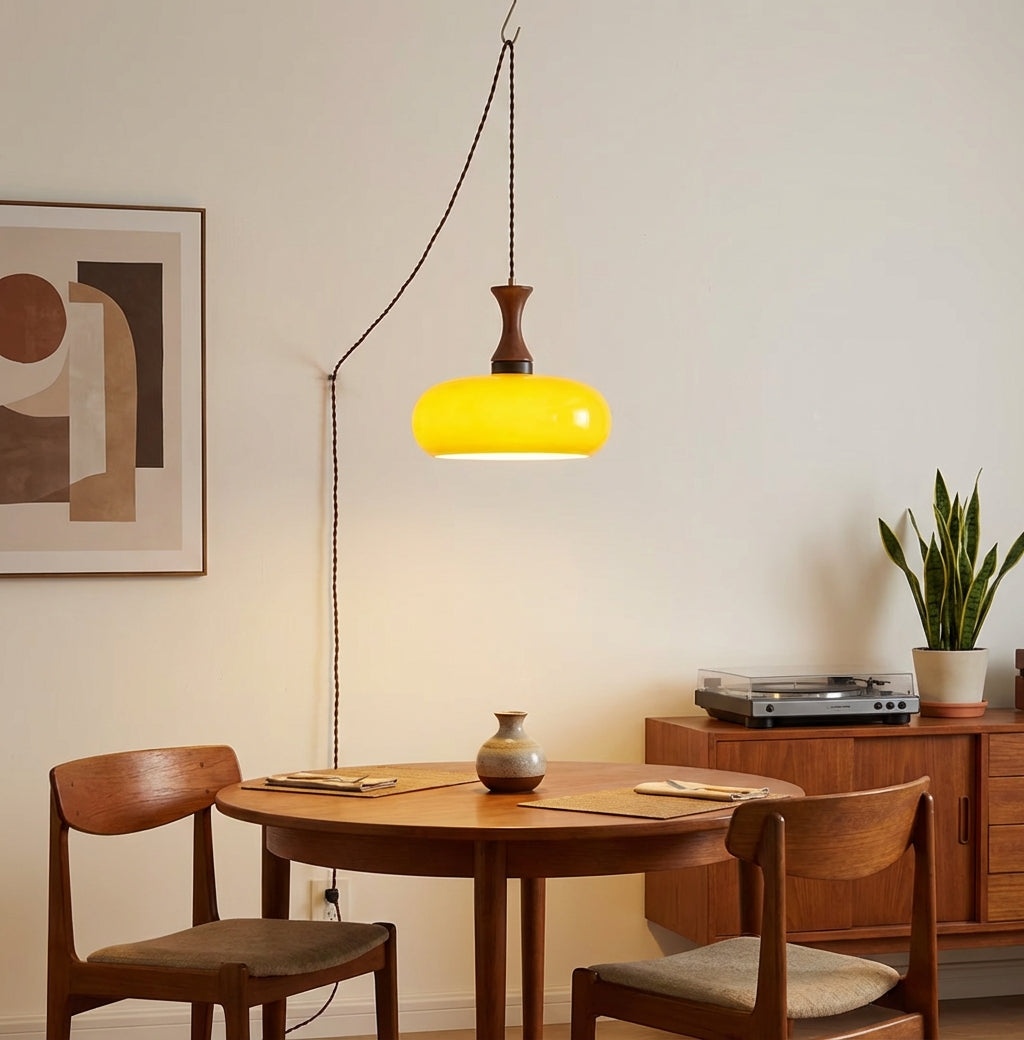 Glass Pendant Light for Kitchen Island & Dining Room — Adjustable Hanging Fixture with Warm Amber Shade, 11 Inch Wide, Dimmable Modern Farmh | Thomler