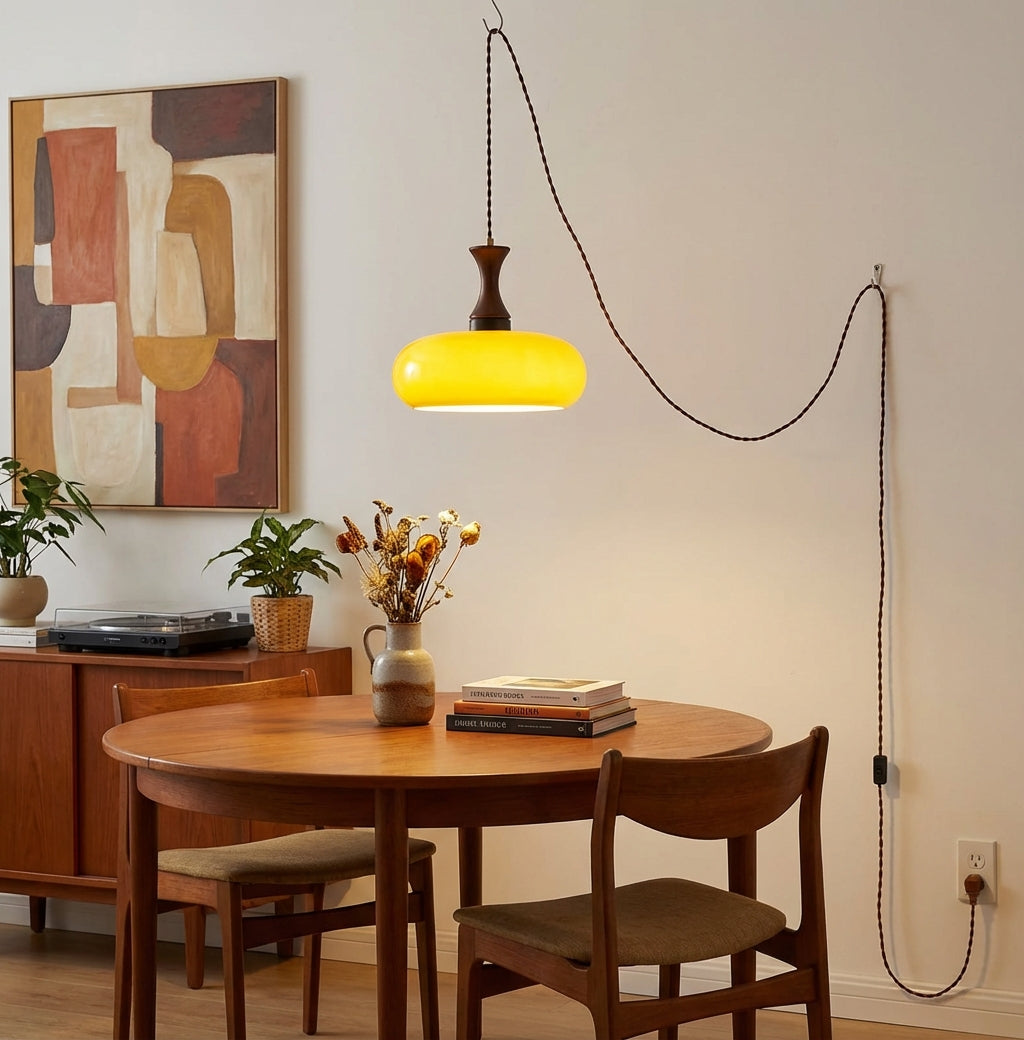 Glass Pendant Light for Kitchen Island & Dining Room — Adjustable Hanging Fixture with Warm Amber Shade, 11 Inch Wide, Dimmable Modern Farmh | Thomler