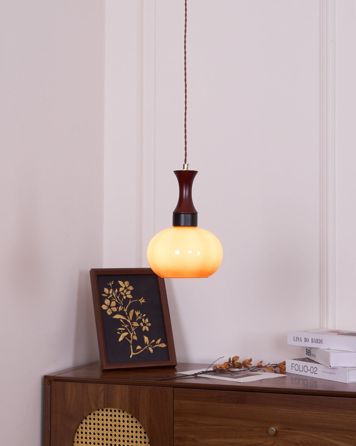 Hanging Light Fixture with Amber Glass Shade 7 Inch Diameter Adjustable Cord for Kitchen Islands Dining Tables Breakfast Bars Modern Farmhou | Thomler