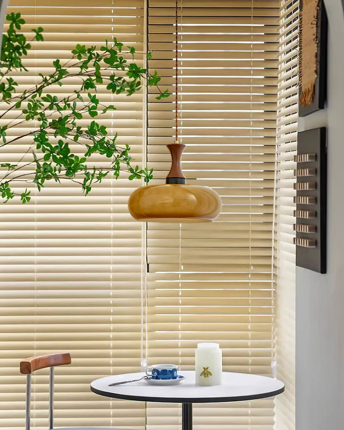 Glass Pendant Light for Kitchen Island & Dining Room — Adjustable Hanging Fixture with Warm Amber Shade, 11 Inch Wide, Dimmable Modern Farmh | Thomler
