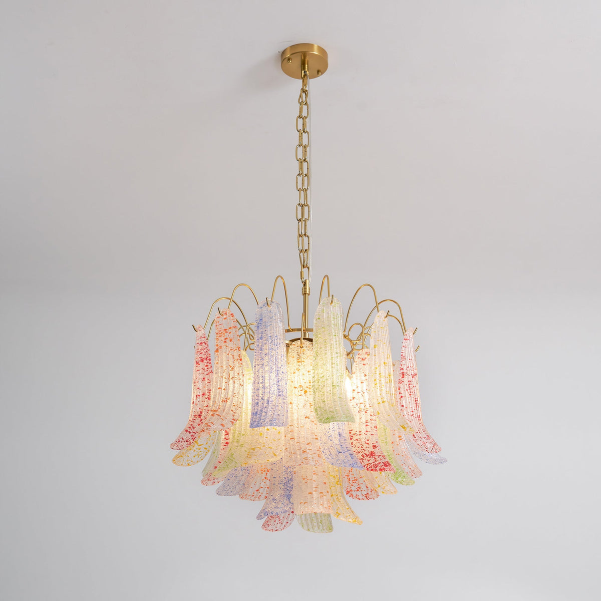 Mondgeblazen kunstglazen kroonluchter, hanglamp met meerdere lichtbronnen, levendige kleuren, statement-verlichting voor eetkamer en woonkamer, diameter 50-60 cm | Thomler