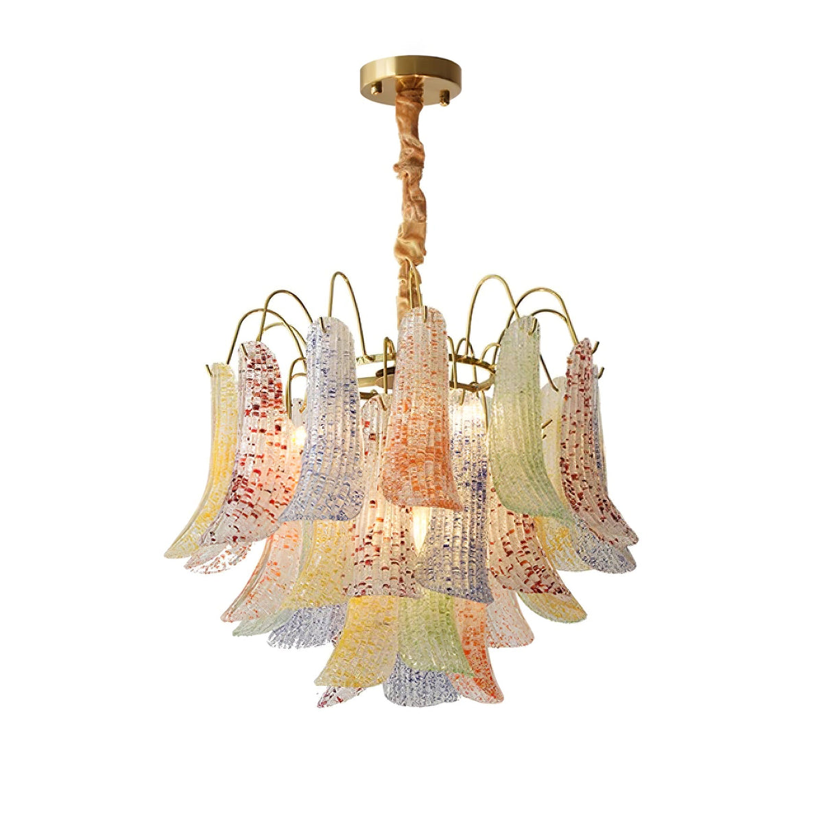 Mondgeblazen kunstglazen kroonluchter, hanglamp met meerdere lichtbronnen, levendige kleuren, statement-verlichting voor eetkamer en woonkamer, diameter 50-60 cm | Thomler