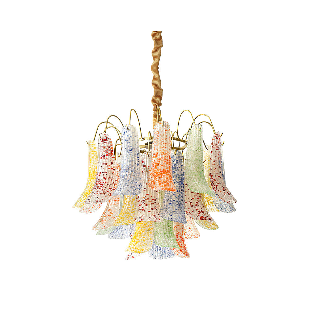 Mondgeblazen kunstglazen kroonluchter, hanglamp met meerdere lichtbronnen, levendige kleuren, statement-verlichting voor eetkamer en woonkamer, diameter 50-60 cm | Thomler