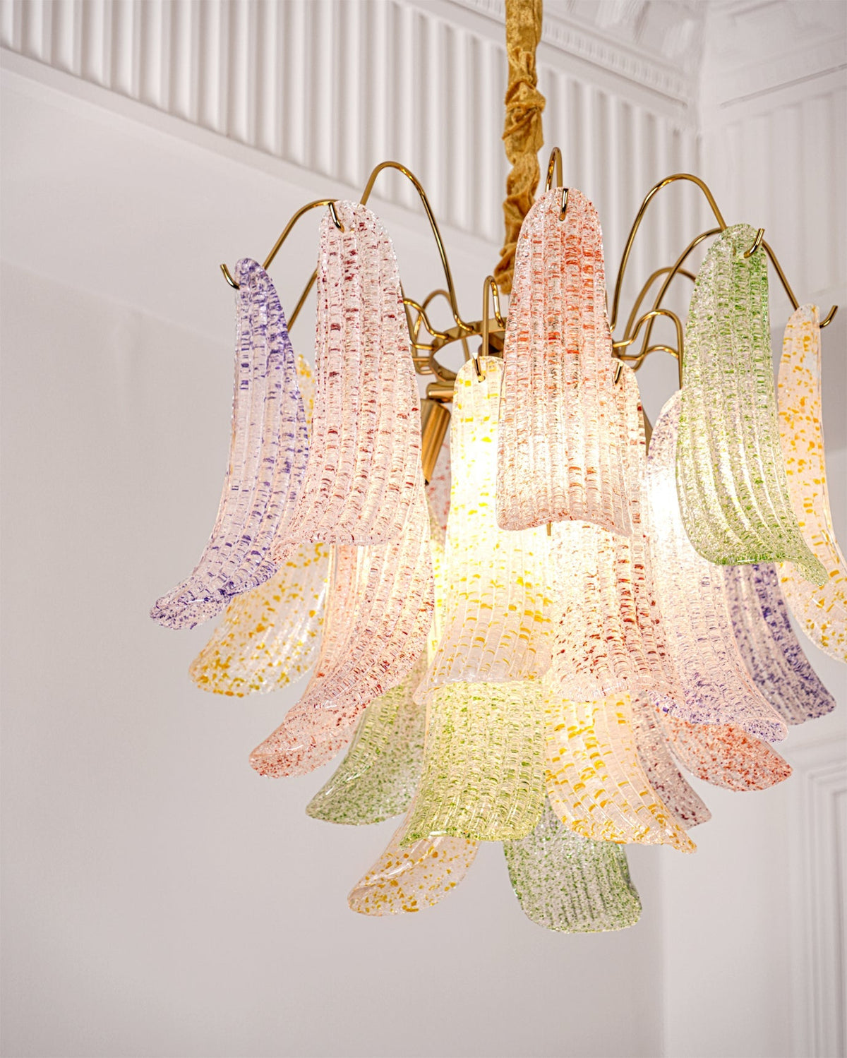 Mondgeblazen kunstglazen kroonluchter, hanglamp met meerdere lichtbronnen, levendige kleuren, statement-verlichting voor eetkamer en woonkamer, diameter 50-60 cm | Thomler