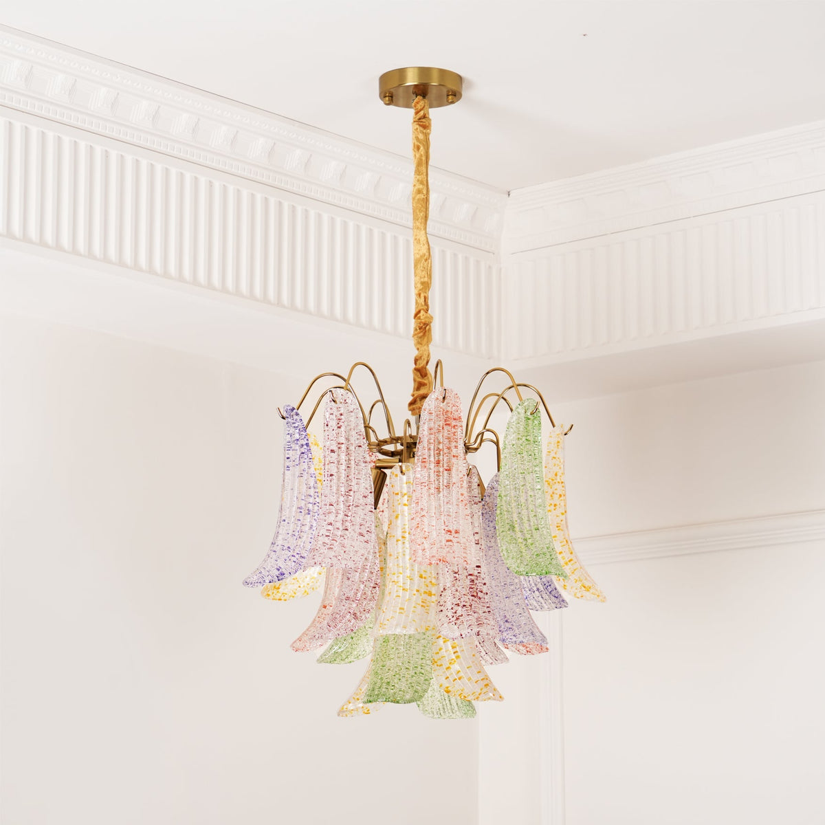 Mondgeblazen kunstglazen kroonluchter, hanglamp met meerdere lichtbronnen, levendige kleuren, statement-verlichting voor eetkamer en woonkamer, diameter 50-60 cm | Thomler