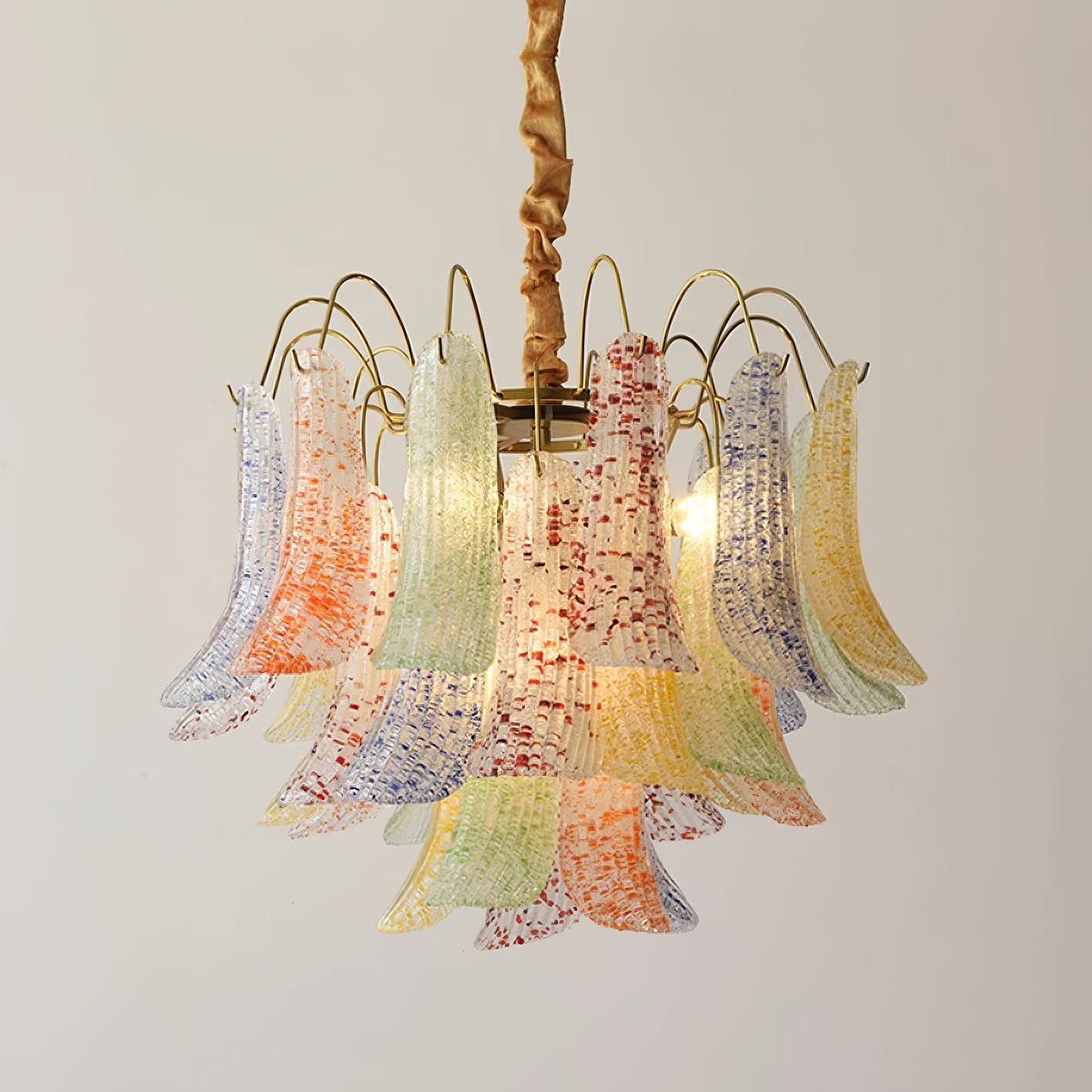 Mondgeblazen kunstglazen kroonluchter, hanglamp met meerdere lichtbronnen, levendige kleuren, statement-verlichting voor eetkamer en woonkamer, diameter 50-60 cm | Thomler