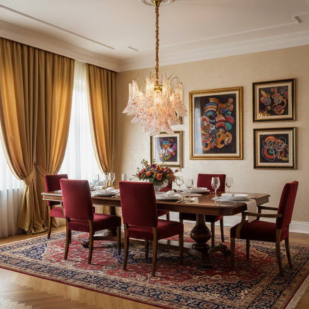 Mondgeblazen kunstglazen kroonluchter, hanglamp met meerdere lichtbronnen, levendige kleuren, statement-verlichting voor eetkamer en woonkamer, diameter 50-60 cm | Thomler