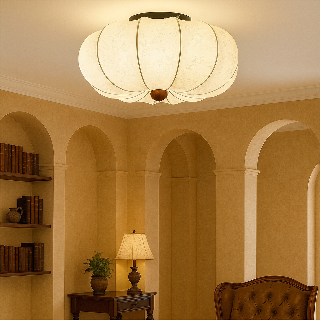 Flush Mount Fabric Ceiling Light White E27 Socket for Bedroom Living Room Hallway 108-161 sq ft Low Profile Ambient Lighting | Thomler