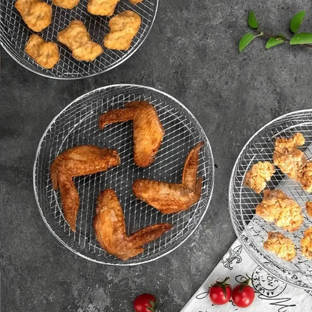 Stackable Air Fryer Racks Set of 3 with Heat-Resistant Tongs for Multi-Level Cooking Kitchen Accessory Round Square Rectangular Stainless St | Thomler