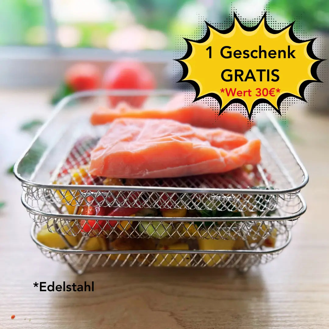 Stackable Air Fryer Racks Set of 3 with Heat-Resistant Tongs for Multi-Level Cooking Kitchen Accessory Round Square Rectangular Stainless St | Thomler