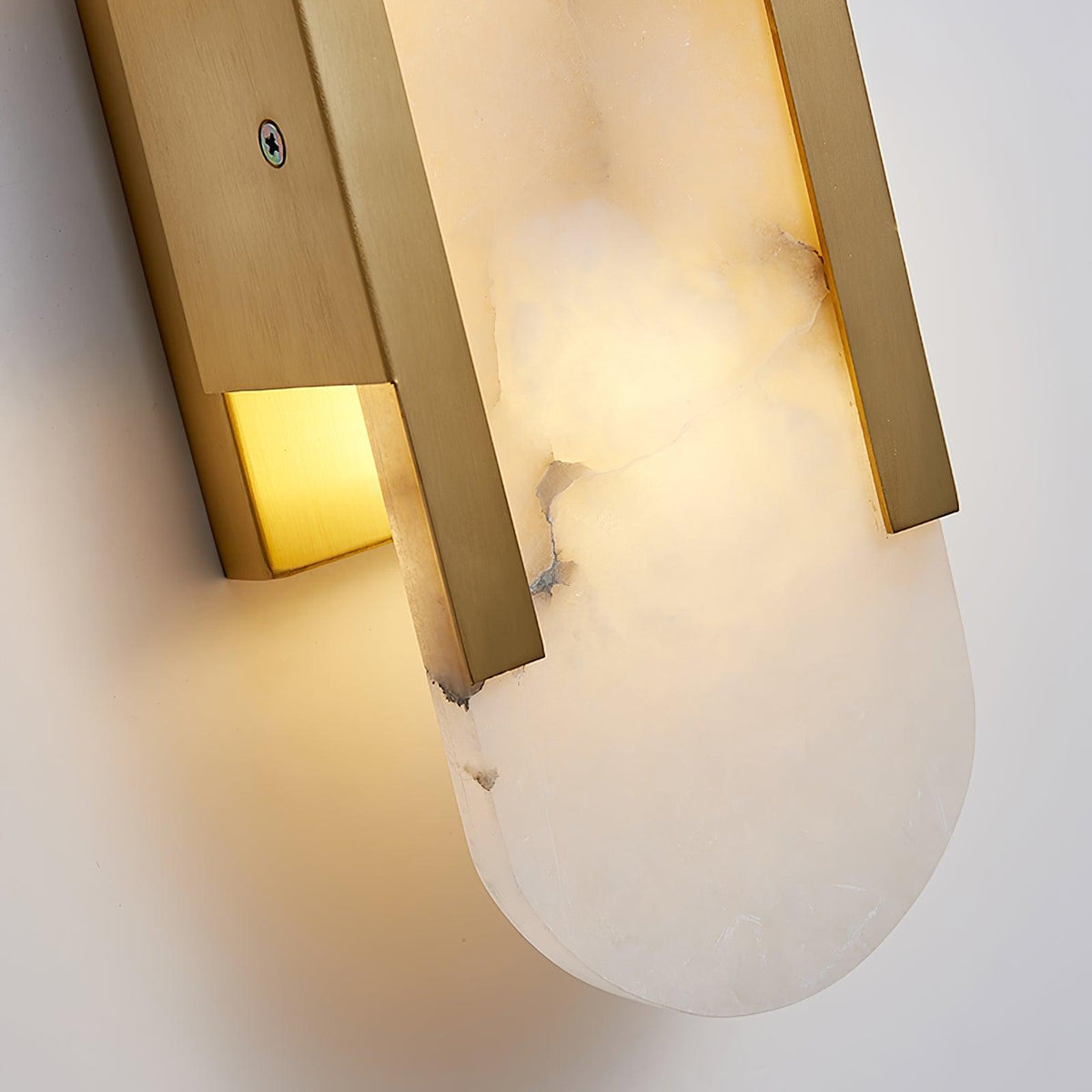 Aplique de alabastro hecho a mano con detalle en latón, lámpara de pared de 14 pulgadas para dormitorio, pasillo, sala de estar, accesorio interior, LED G4, piedra alargada moderna