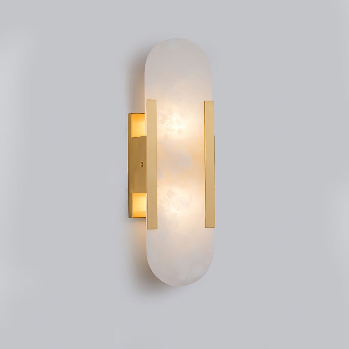 Aplique de alabastro hecho a mano con detalle en latón, lámpara de pared de 14 pulgadas para dormitorio, pasillo, sala de estar, accesorio interior, LED G4, piedra alargada moderna