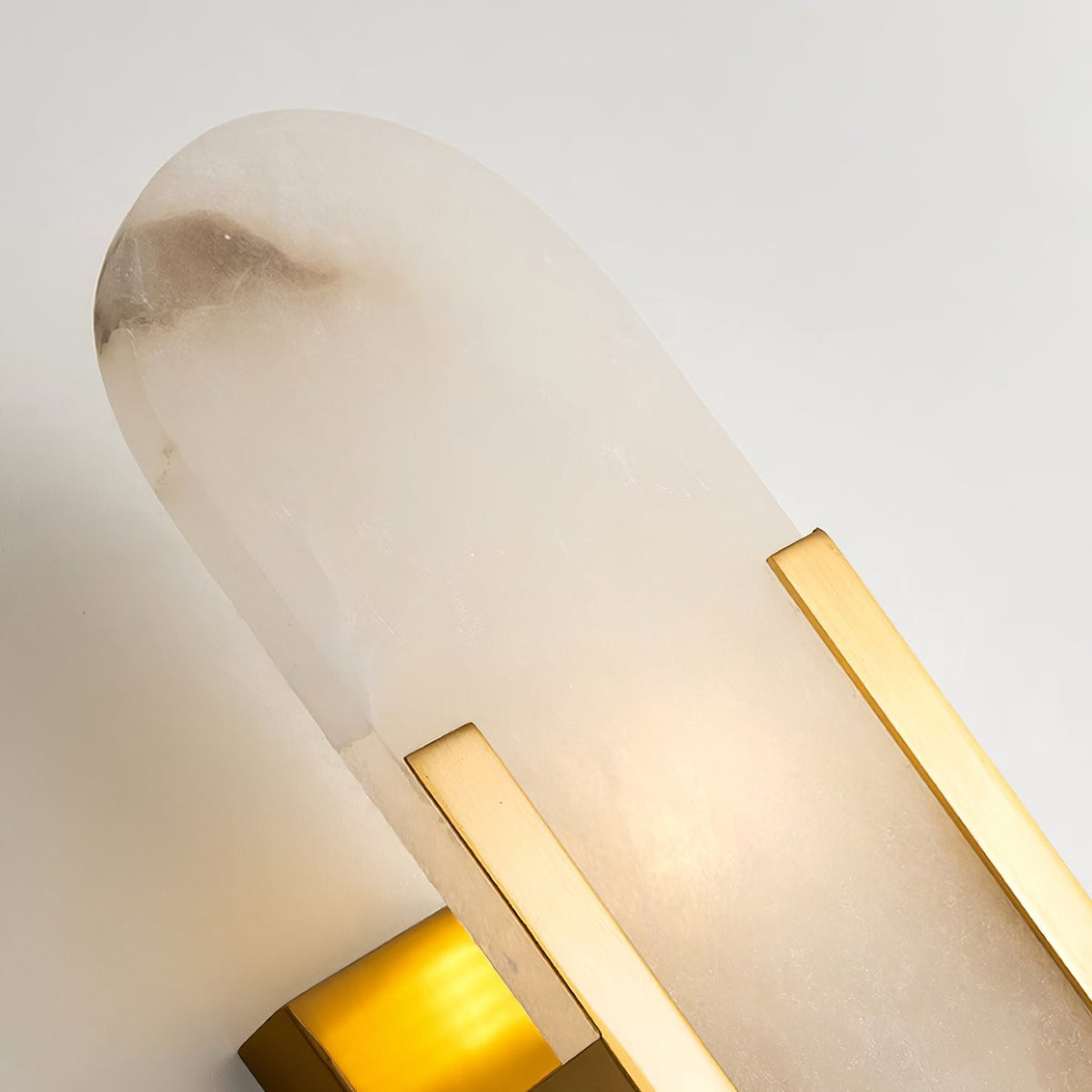 Aplique de alabastro hecho a mano con detalle en latón, lámpara de pared de 14 pulgadas para dormitorio, pasillo, sala de estar, accesorio interior, LED G4, piedra alargada moderna