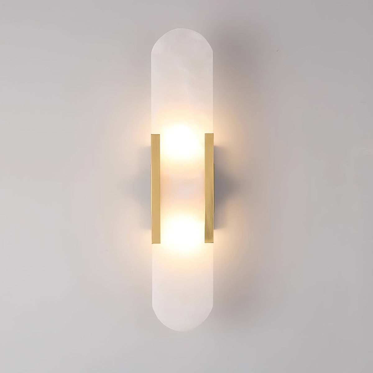 Aplique de alabastro hecho a mano con detalle en latón, lámpara de pared de 14 pulgadas para dormitorio, pasillo, sala de estar, accesorio interior, LED G4, piedra alargada moderna