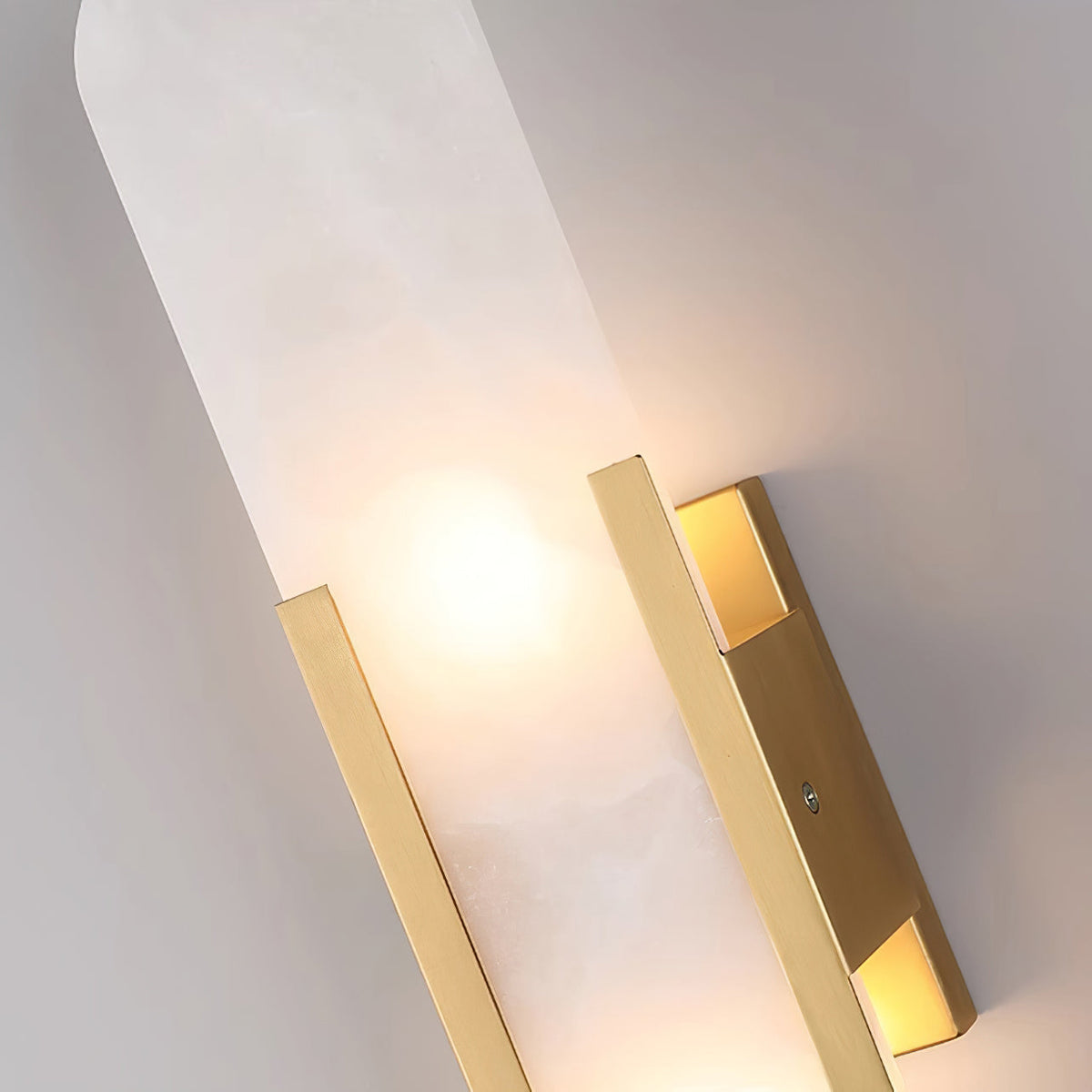 Aplique de alabastro hecho a mano con detalle en latón, lámpara de pared de 14 pulgadas para dormitorio, pasillo, sala de estar, accesorio interior, LED G4, piedra alargada moderna