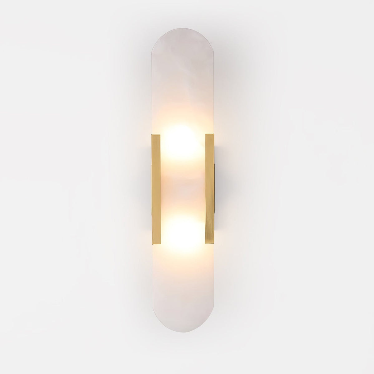 Aplique de alabastro hecho a mano con detalle en latón, lámpara de pared de 14 pulgadas para dormitorio, pasillo, sala de estar, accesorio interior, LED G4, piedra alargada moderna