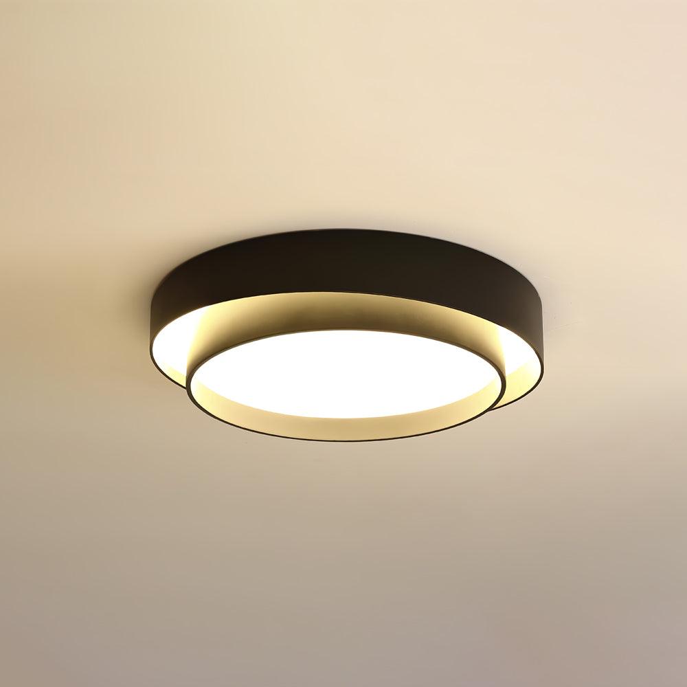 Flush Mount LED Ceiling Light Round Low-Profile Fixture Black White Gray 16 20 24 Inch Diameter for Bedroom Hall Kitchen Foyer