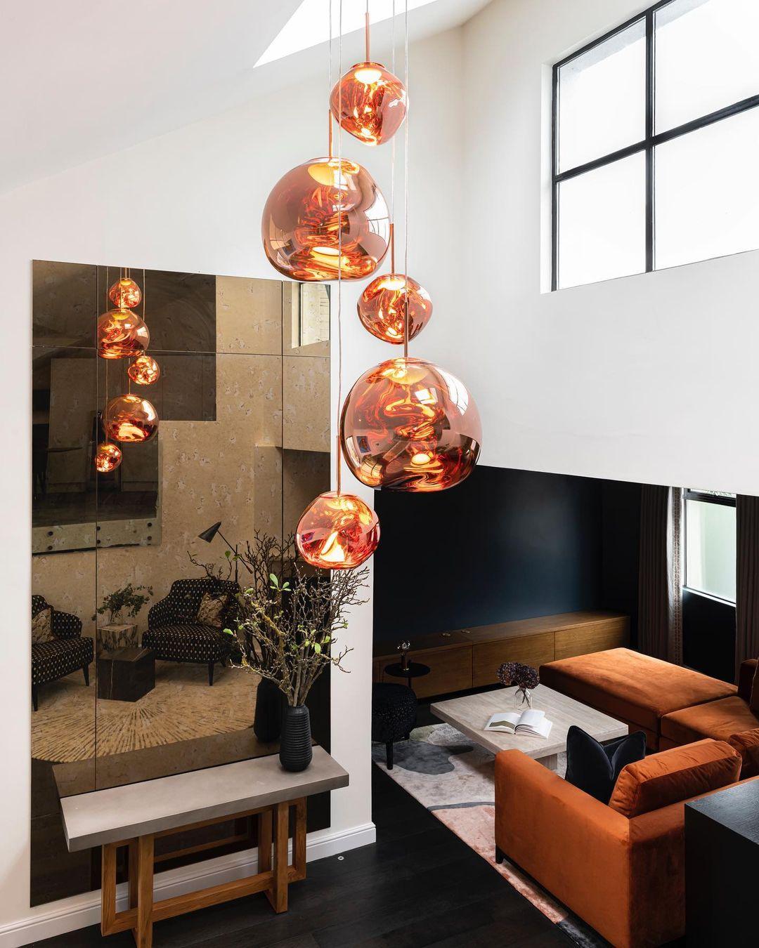 Hanging Dome Shade with Reflective Finish – Adjustable Drop Fixture for Kitchen Island, Dining Room, Bedroom – Metal Construction with E26 S | Thomler