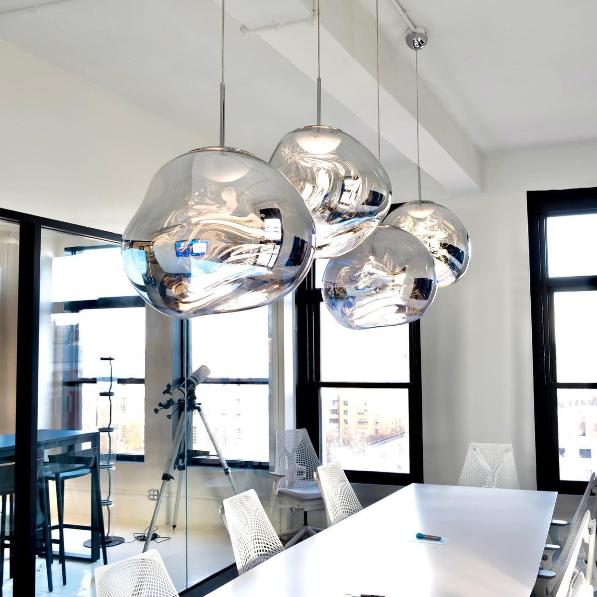 Hanging Dome Shade with Reflective Finish – Adjustable Drop Fixture for Kitchen Island, Dining Room, Bedroom – Metal Construction with E26 S | Thomler