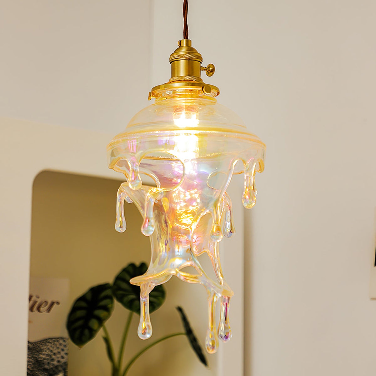 Resin Drip Hanging Lamp for Dining Room & Kitchen | Adjustable Cord Ceiling Fixture | LED or Edison Bulb Compatible | Modern Art Statement P | Thomler