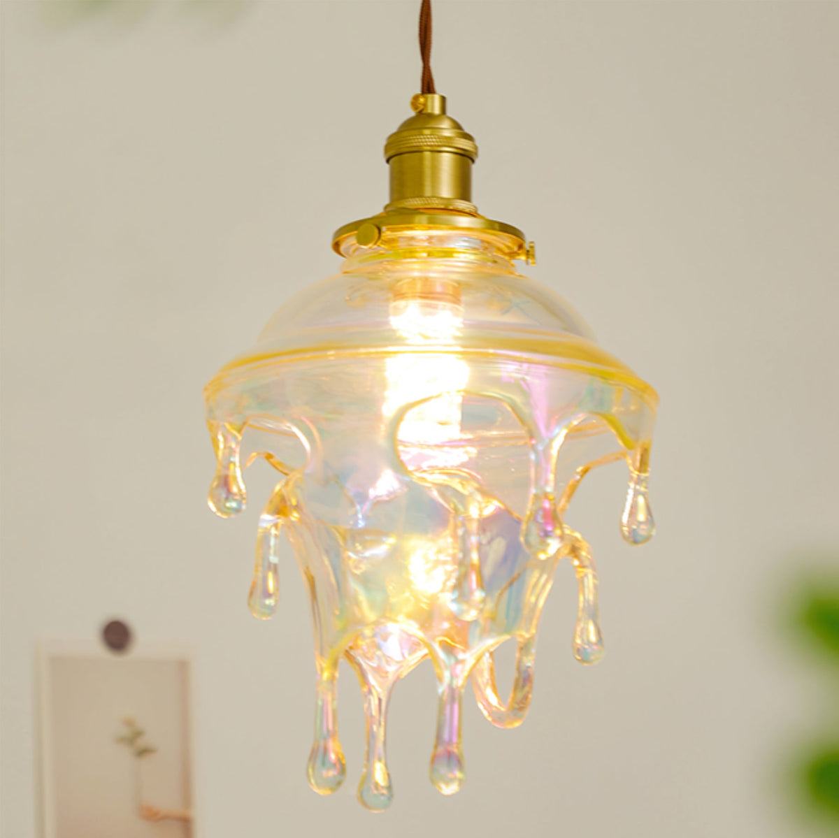 Resin Drip Hanging Lamp for Dining Room & Kitchen | Adjustable Cord Ceiling Fixture | LED or Edison Bulb Compatible | Modern Art Statement P | Thomler
