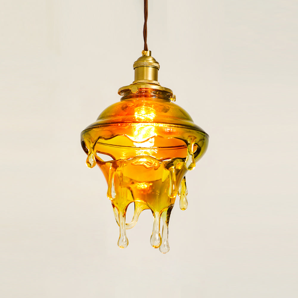 Resin Drip Hanging Lamp for Dining Room & Kitchen | Adjustable Cord Ceiling Fixture | LED or Edison Bulb Compatible | Modern Art Statement P | Thomler